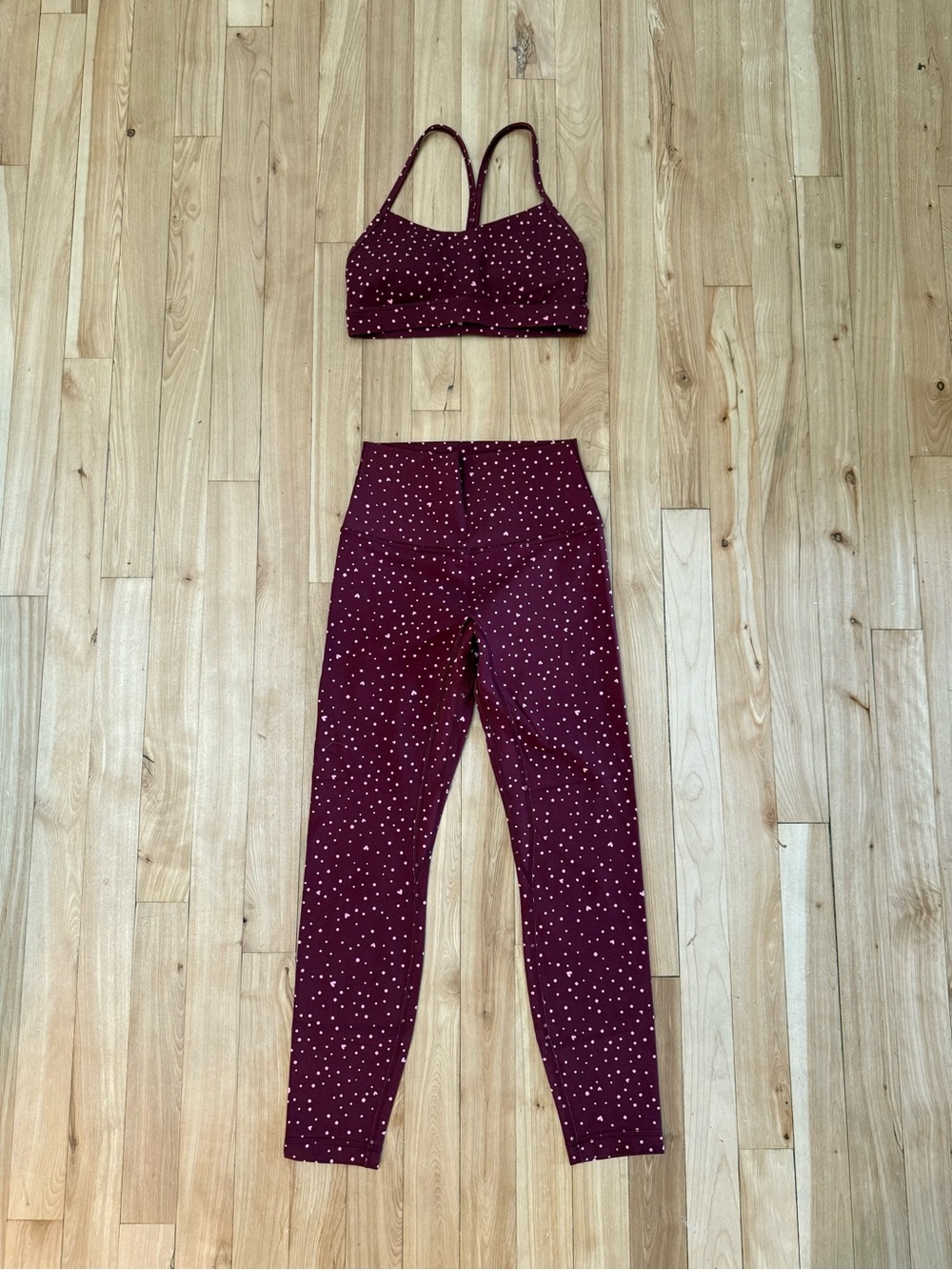 lululemon athletica Burgundy Polka Dot High-Rise Leggings & Sports Bra Set
